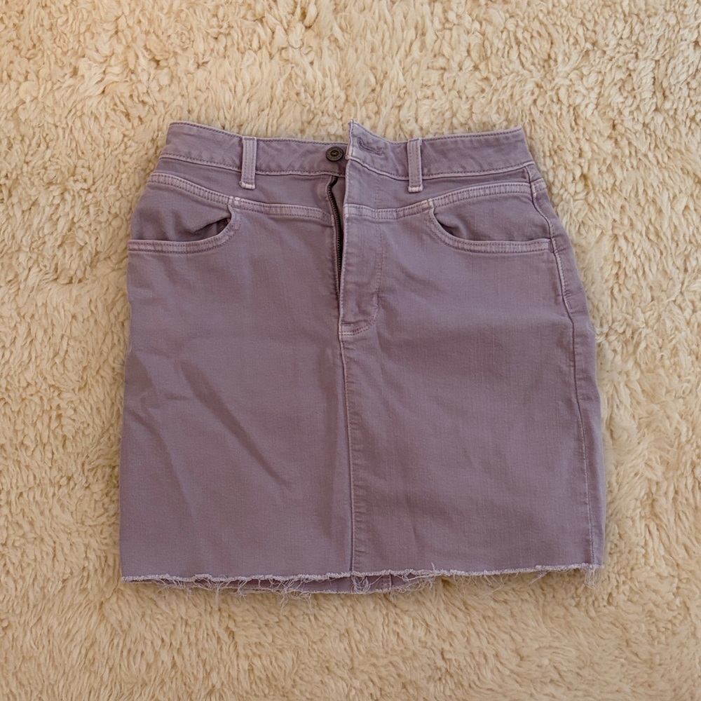Lilac Denim Mini Skirt - Women's Casual A-Line
